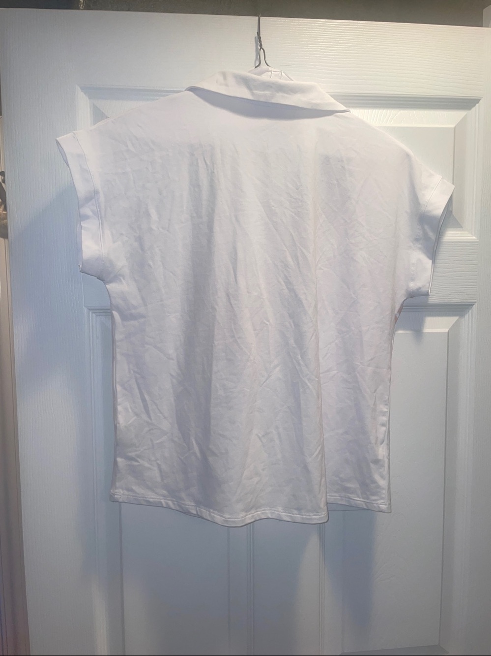 White Polo Shirt with Coral Floral Print - Picture 4 of 5